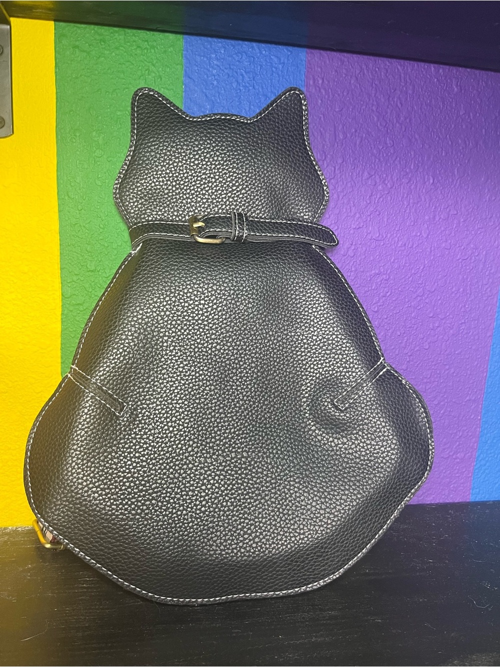 Black cat silhouette crossbody bag